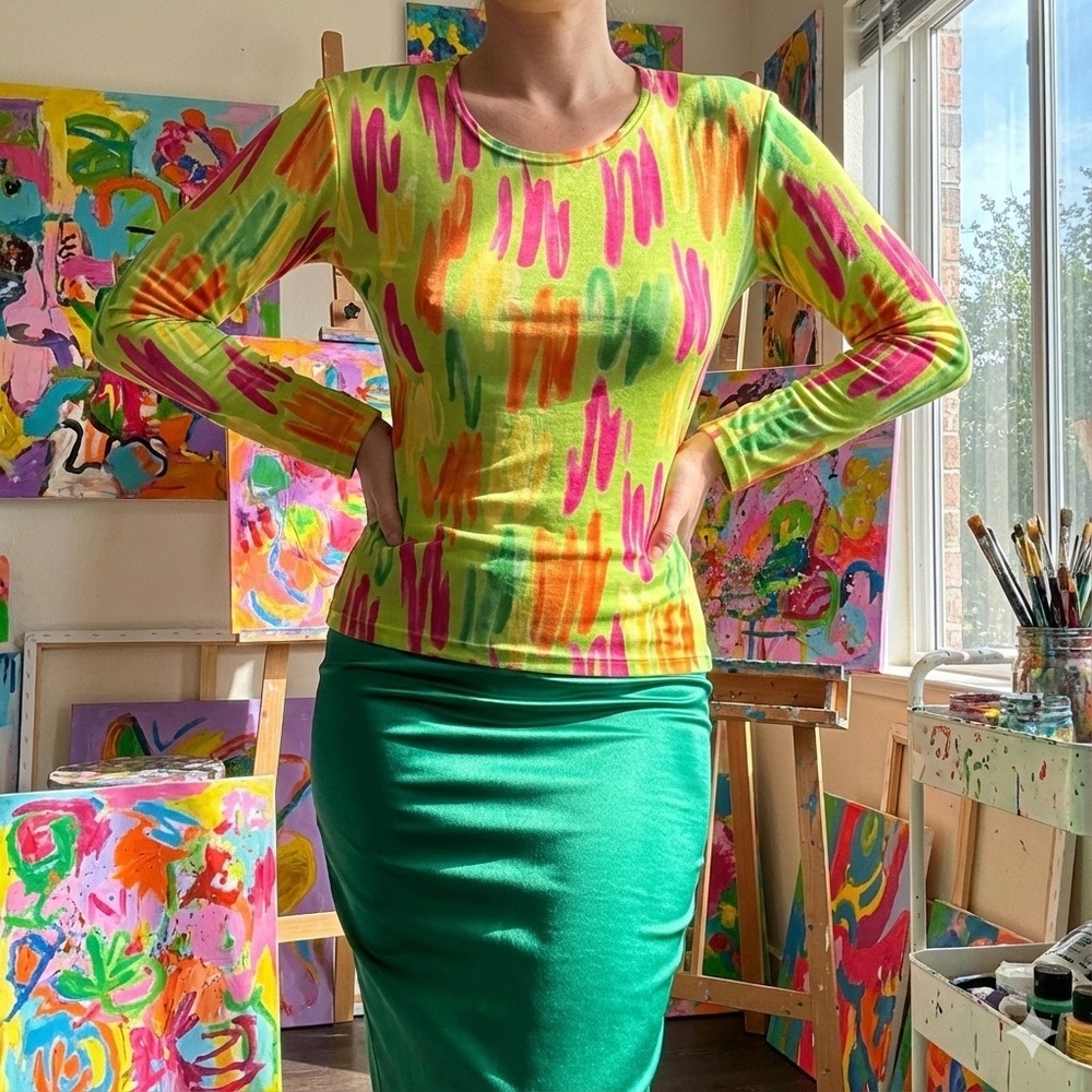 AL’SON Parisian Designer Abstract Women's Top